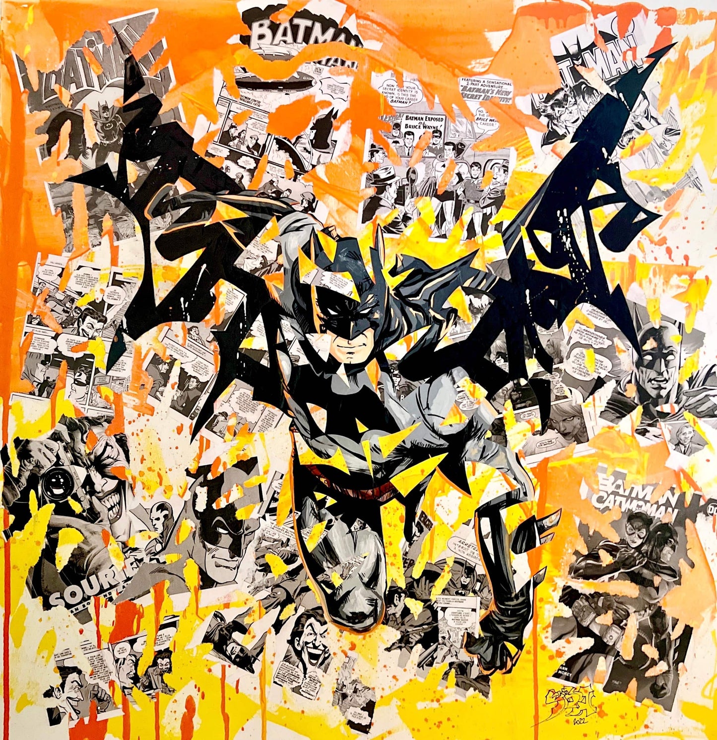 Batman (Original mixed-media on canvas) by Yoann Bonneville - Signature Fine Art